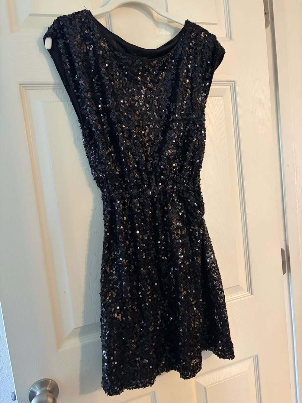 H&M Black Sequin Cap Sleeve Mini Party Dress